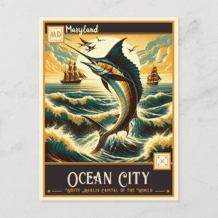 Ocean City, Maryland VINTAGE Vykort