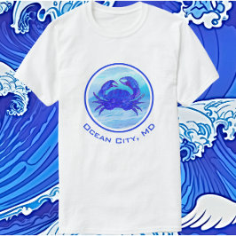Ocean City, MD Blue Crab och Vågar T-Shirt