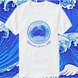 Ocean City, MD Blue Crab och Vågar T-Shirt