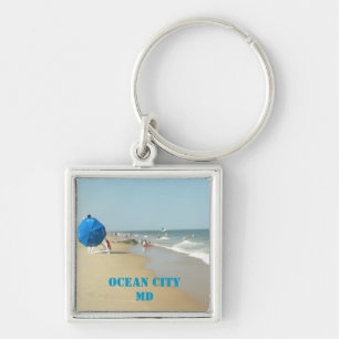 Ocean City,MD Keychain Fyrkantig Silverfärgad Nyckelring