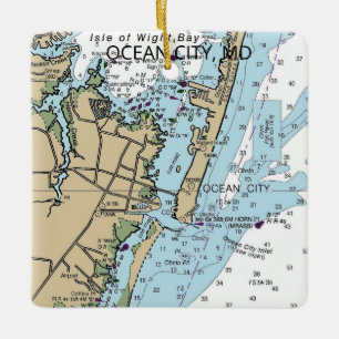 Ocean City MD Nautical Diagram Julgransprydnad Keramik