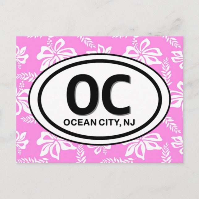 Ocean City New jersey ~ OC NJ Rosa Beach Vykort (Framsida)
