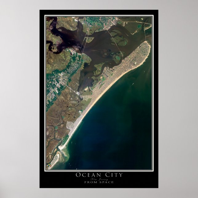 Ocean City New jersey Satellite Poster Karta (Framsidan)