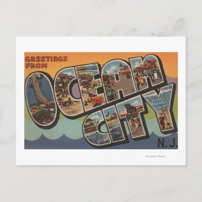Ocean City, New jersey - Stora Brev Scenes Vykort (Framsida)