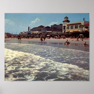 Ocean City NJ, Beach Scene, Boardgång, 1950-talet Poster