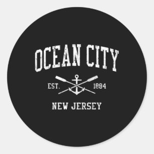 Ocean City Nj Crossed Oars Boat Anchor Sports Runt Klistermärke