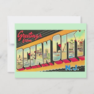 Ocean City NJ Vintage Hälsningar Postkort Vykort