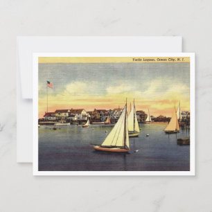 Ocean City NJ Yacht Lagoon 1950 s Vykort