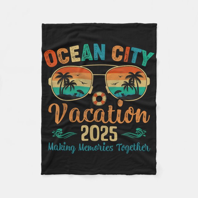 Ocean City Strand Semester 2025 Vänner Familj Somm Fleecefilt (Framsidan)
