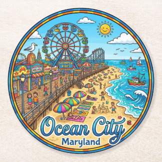 Ocean City USA Underlägg Papper Rund
