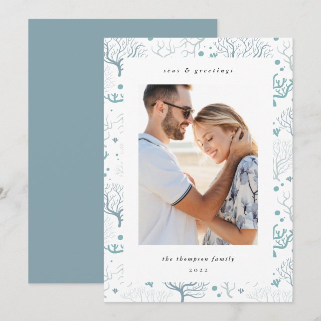 Ocean Coral Gräns | Lodrät Photo Julkort (Fram/baksida)