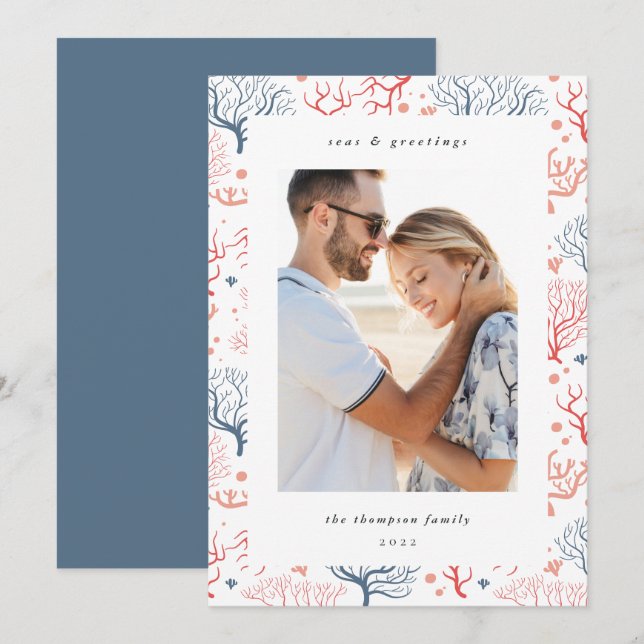 Ocean Coral Gräns | Lodrät Photo Julkort (Fram/baksida)