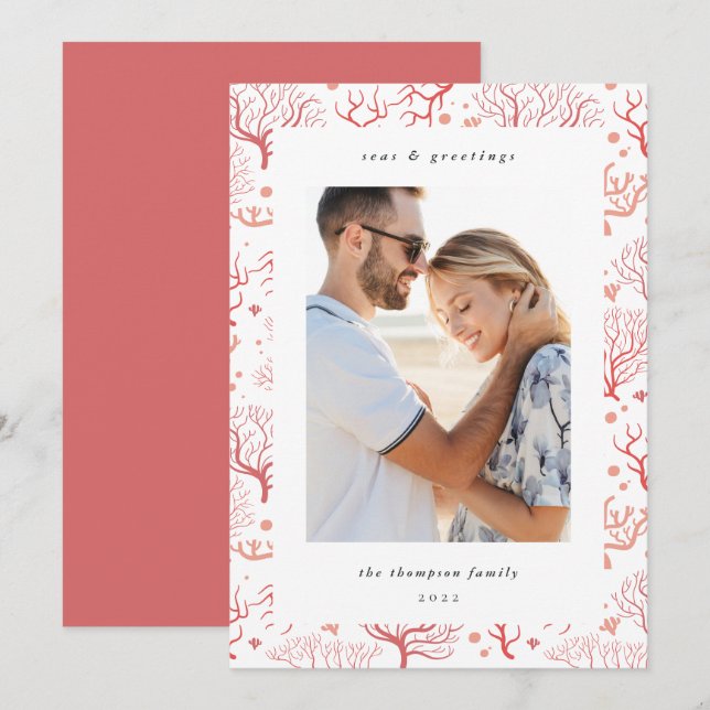 Ocean Coral Gräns | Lodrät Photo Julkort (Fram/baksida)