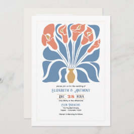 Ocean & Coral Sand Abstract Floral Boho Wedding Inbjudningar