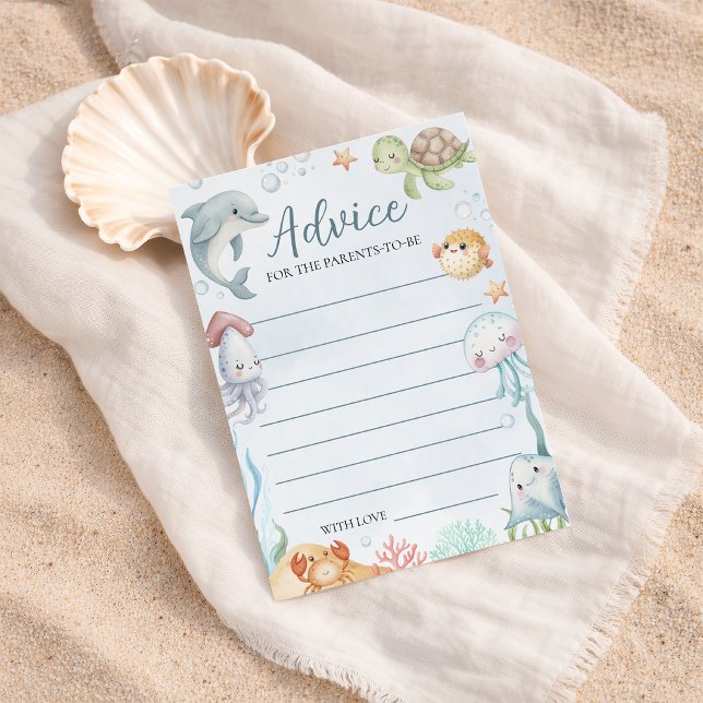 Ocean Creatures Baby Shower Advice Card Inbjudningar (Skapare uppladdad)