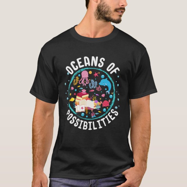 Ocean Creatures Summer Reading Possibilities Libra T Shirt (Framsida)