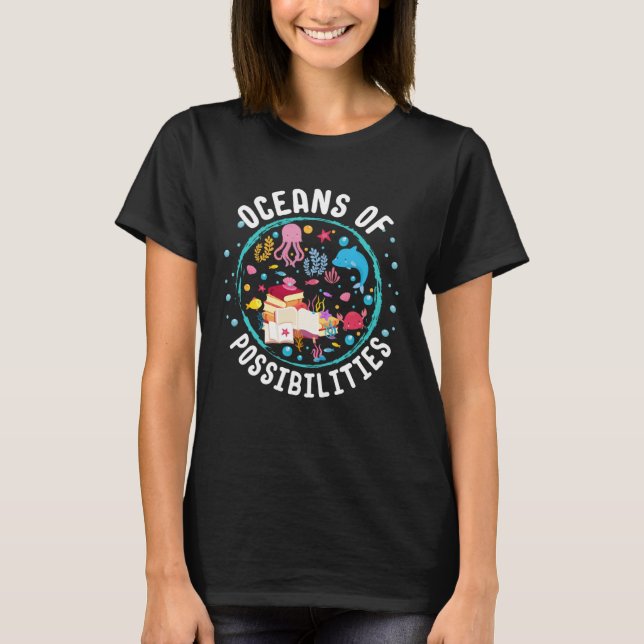 Ocean Creatures Summer Reading Possibilities Libra T Shirt (Framsida)