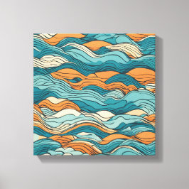 Ocean Currents: Stylized Wave Pattern Canvastryck