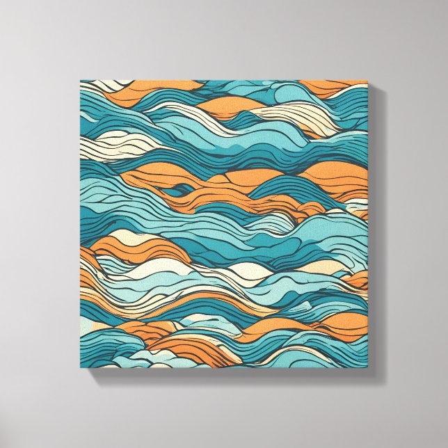 Ocean Currents: Stylized Wave Pattern Canvastryck (Framsida)