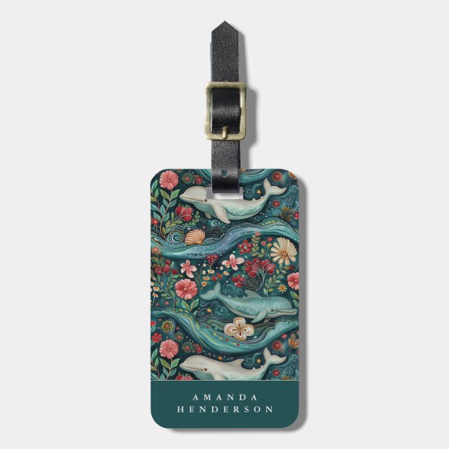 Ocean Dolphin Luggage Tag Bagagebricka (Vertikal Framsida)