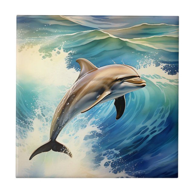 Ocean Dolphin Playfull Kakelplatta (Framsidan)