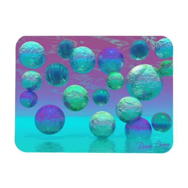 Ocean Dreams - Aqua and Violet Ocean Fantasy Magnet (Horisontell)