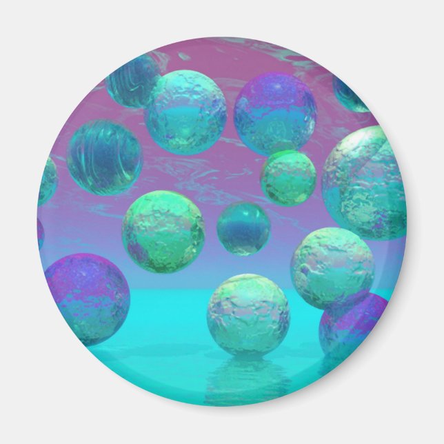 Ocean Dreams - Aqua and Violet Ocean Fantasy Magnet (Framsidan)