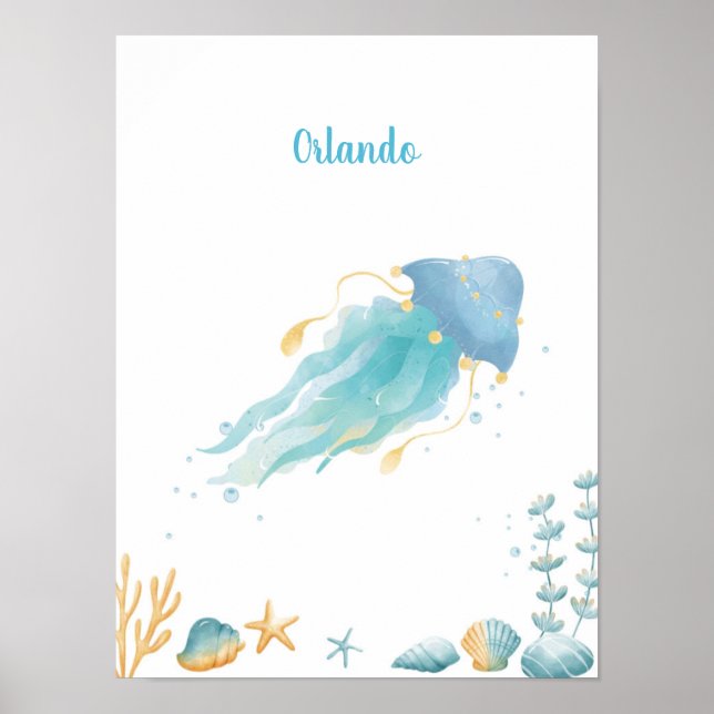 Ocean Dreams Discovery Jellyfish Anpassade Poster (Framsidan)
