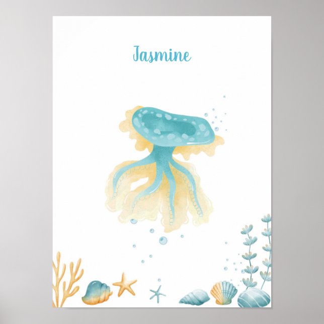 Ocean Dreams Discovery Jellyfish Anpassade Poster (Framsidan)