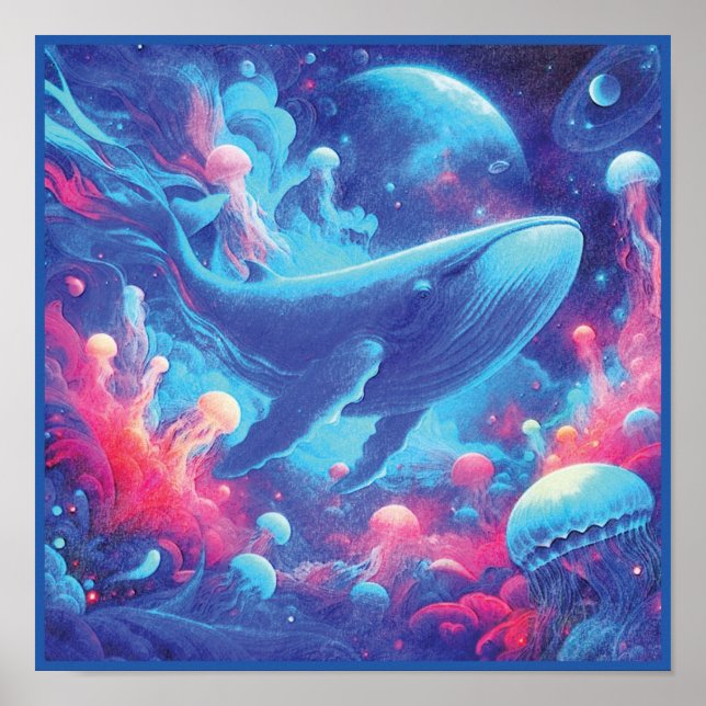Ocean Dreams Psychedelic Whale Poster (Framsidan)