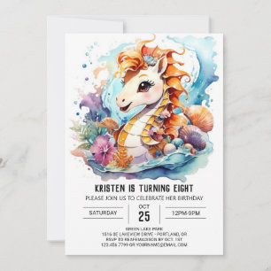 Ocean Dreamscape Nautical Seahorse Birthday Inbjudningar