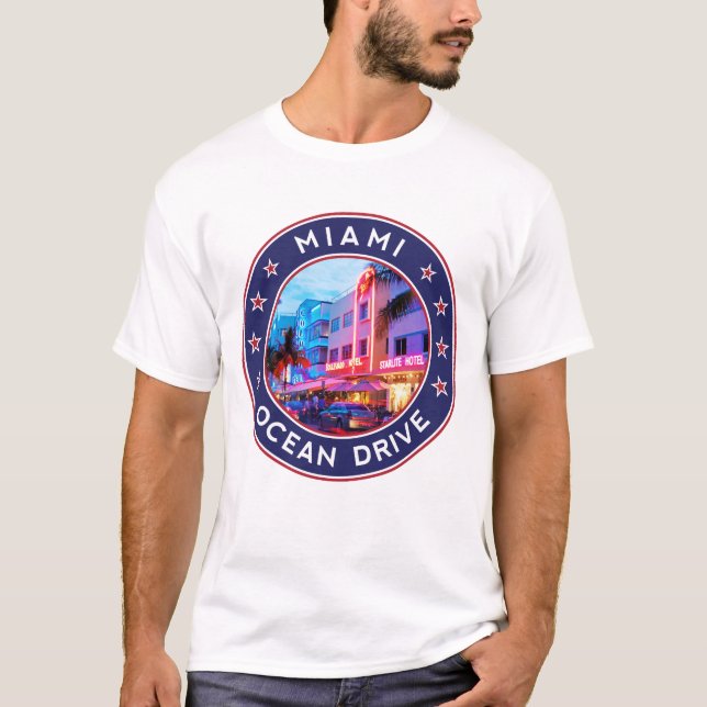 Ocean Drive, Miami, Florida T Shirt (Framsida)