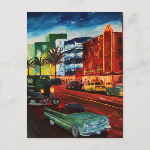 Ocean Drive Miami med Mint Cadillac Vykort