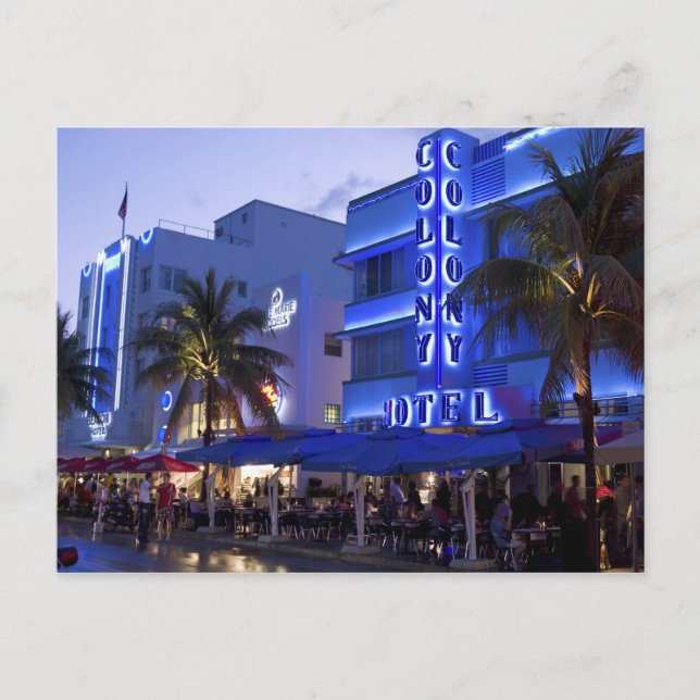 Ocean Drive, South Beach, Miami Beach, 2 Vykort (Framsida)