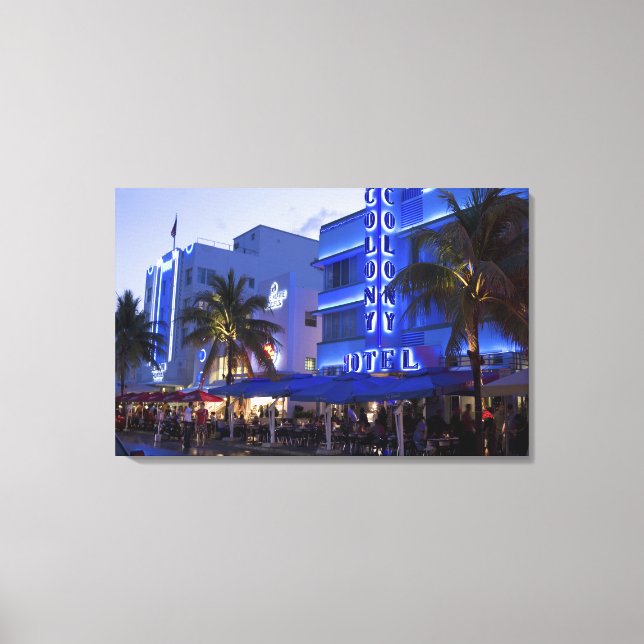 Ocean Drive, South Beach, Miami Beach Canvastryck (Framsida)