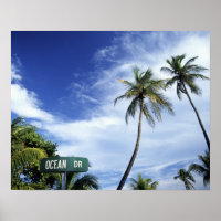 Ocean Drive-vägskylt, South Beach, Miami, Florid