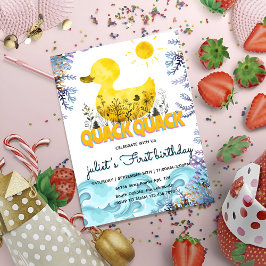 Ocean duckie gult 1:a gummifödelsedag anka inbjudningar