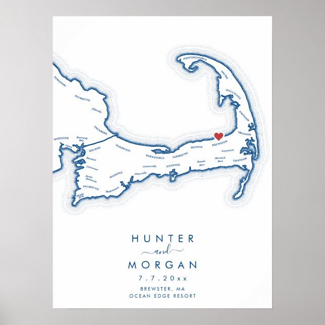 Ocean Edge Resort Bröllop Navy Gästboksposter Poster (Framsidan)