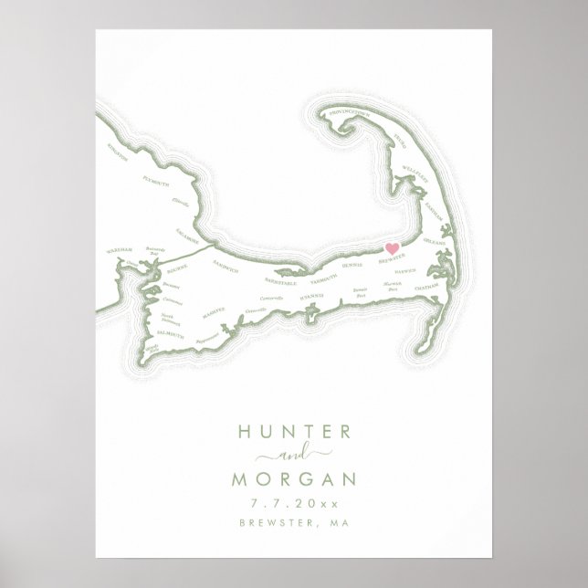 Ocean Edge Resort Wedding Sage Guest Book Poster (Framsidan)