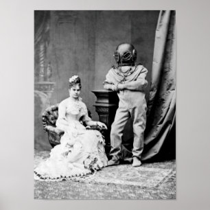 Ocean Empress and Deep Sea Diver - Circa 1880 Poster