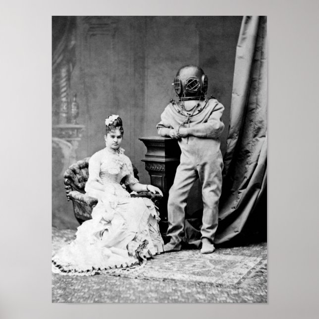 Ocean Empress and Deep Sea Diver - Circa 1880 Poster (Framsidan)