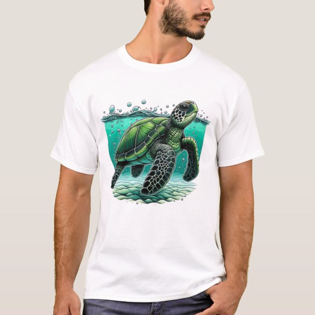 🌊 Ocean Explorer Havssköldpadda T Shirt (Framsida)