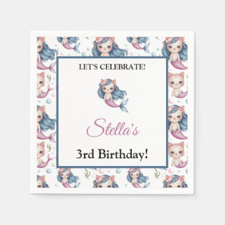 Ocean Fantasy Sjöjungfru Cat Kids Party Pappersservett