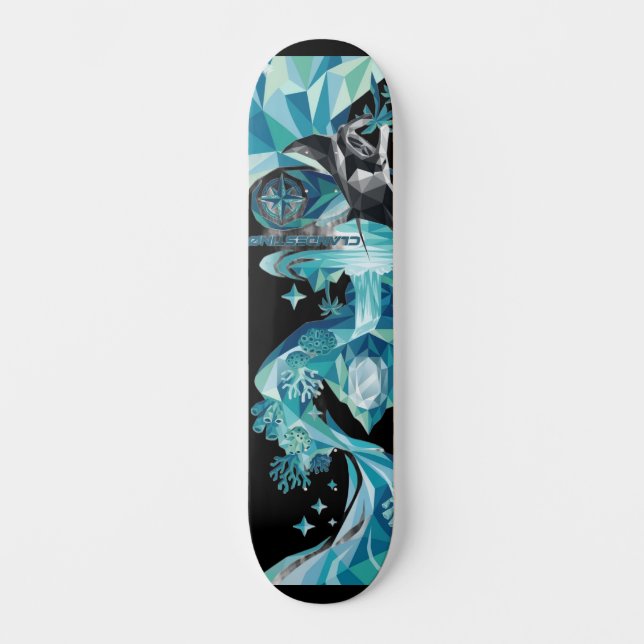 “Ocean Flow – Manta Ray Skateboard Deck” (Framsida)