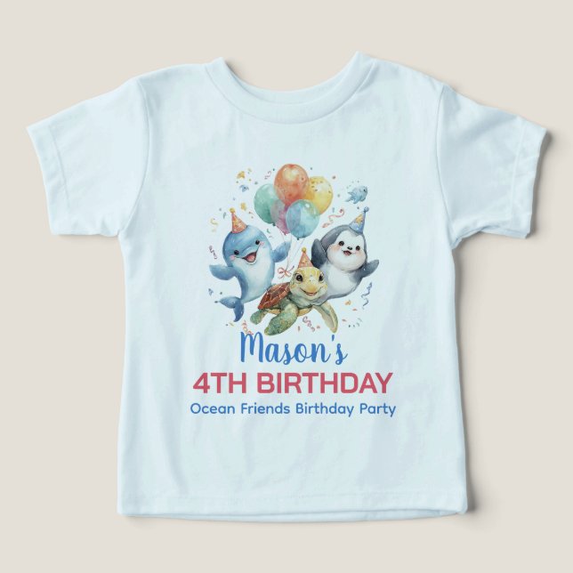 Ocean Friends Birthday Småbarn T-Shirt (Design Framsida)