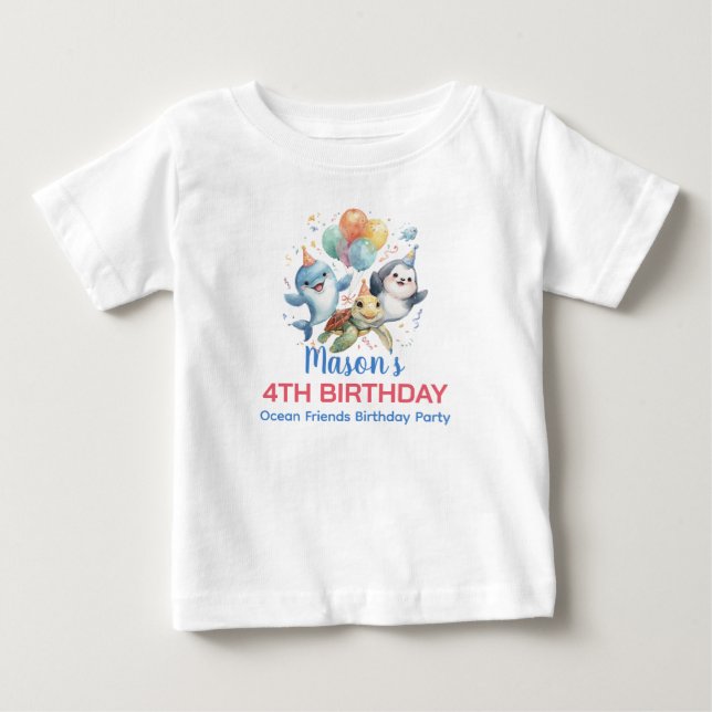 Ocean Friends Birthday T-Shirt (Framsida)