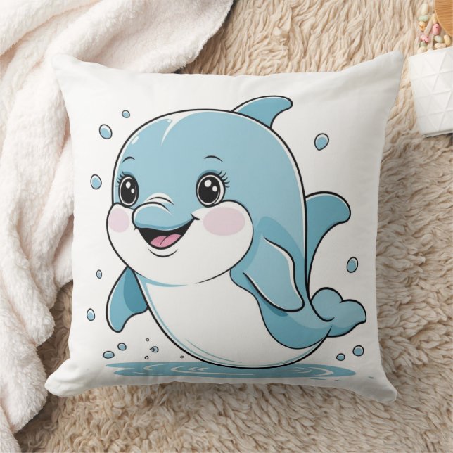 Ocean Friends Cute Sea Creatures Dolphin  Kudde (Filt)