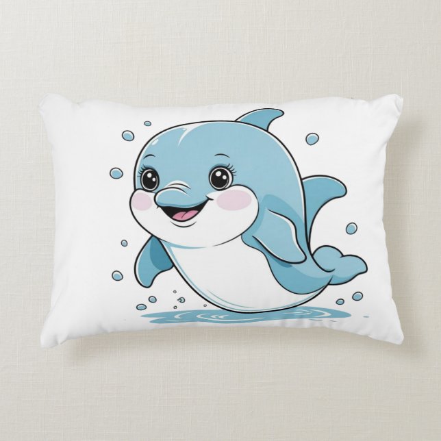Ocean Friends Cute Sea Creatures Dolphin  Prydnadskudde (Framsidan)