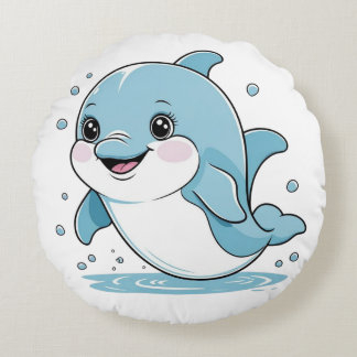 Ocean Friends Cute Sea Creatures Dolphin  Rund Kudde