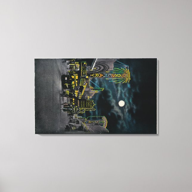 Ocean Front vid Natten, Ocean Park Canvastryck (Framsida)